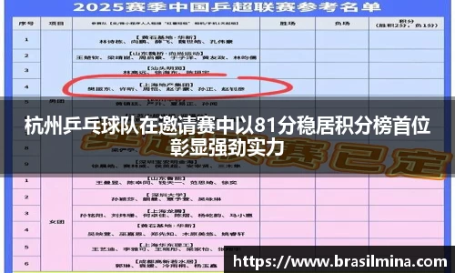 杭州乒乓球队在邀请赛中以81分稳居积分榜首位彰显强劲实力